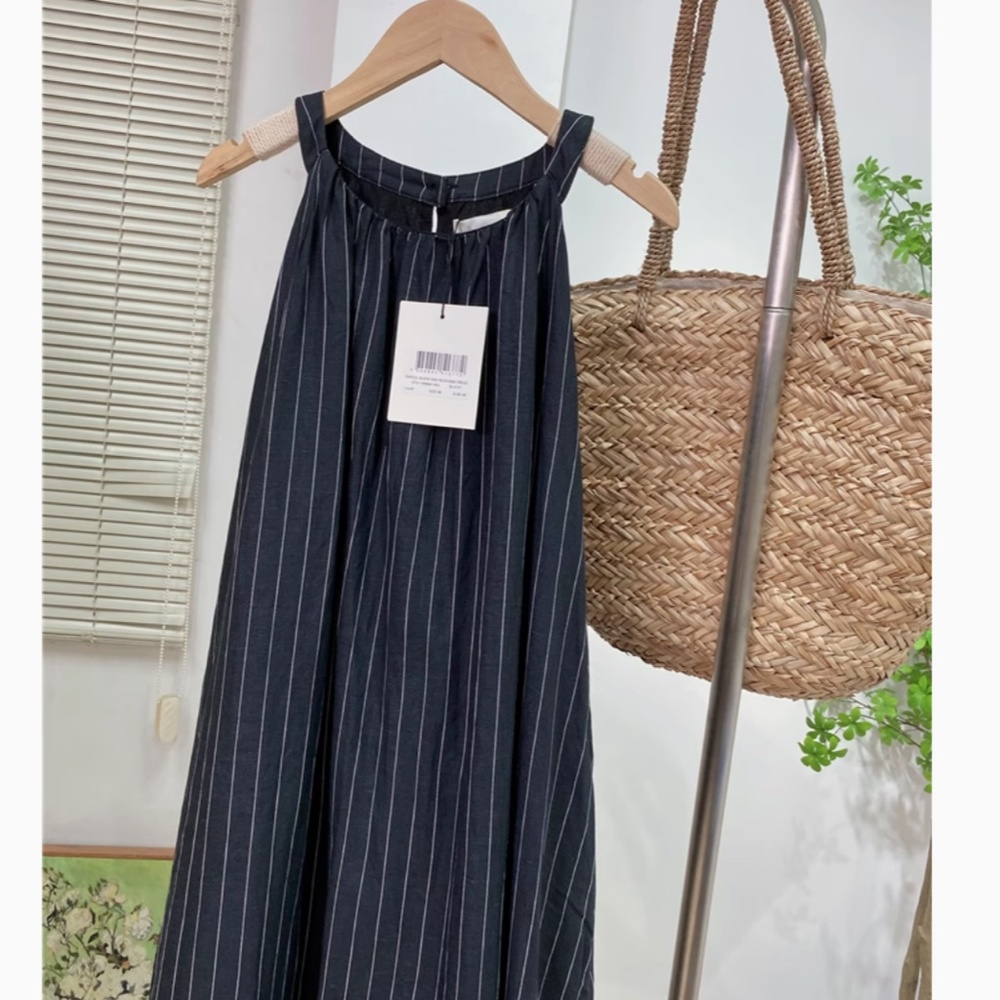 DISSH Striped Halter Maxi Dress in Black and White - Picture 7 of 10